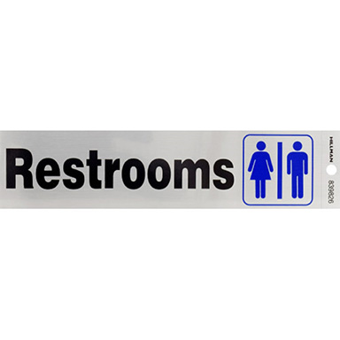 2"x8" Sign Restrooms Silver
