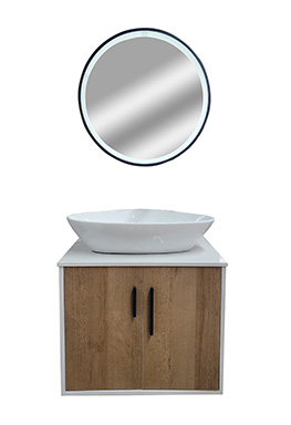 24" Set Vanity PVC Blanco y Wood