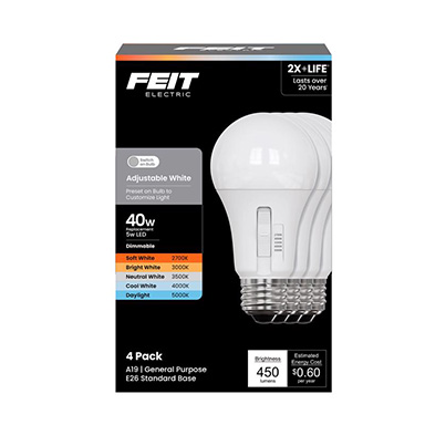 Ft Led A19 5cct 40w 4pk