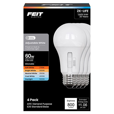 Ft Led A19 5cct 60w 4pk