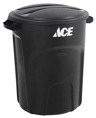 Trash Can Plst Blk 32gal